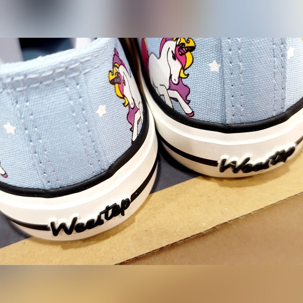 Weestep Kids Girls Lace Up Blue Unicorn Canvas Sneakers Shoes Size 11 NWT, NWB - Picture 9 of 16